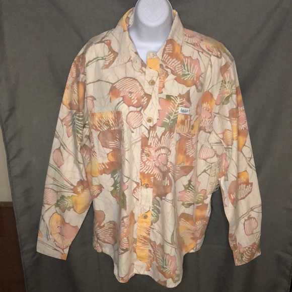 Vintage Style Surf Line Hawaii Long Sleeve Floral Camp Shirt - Picture 4 of 11